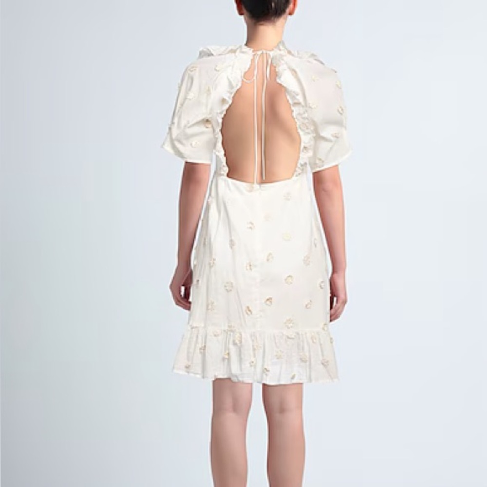 RIXO Camile Floral-Appliquéd Lace Embroidered Cotton-Gauze Dress Cream NWT US 10 - Picture 8 of 16